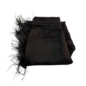 Club L London Black Count Me In Feather Trousers Pant Size 6